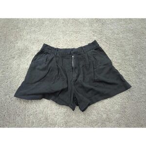 GAP Shorts Womens M Black High Rise Wide Leg Pleated Linen Blend Relaxed Summer
